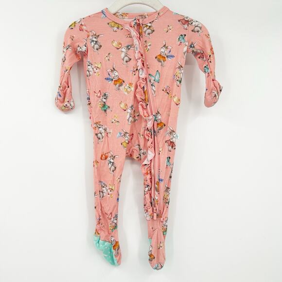 Posh Peanut Baby Girls Betty Bunny Rabbit Bamboo Ruffled Zippered Footie Size NB - Picture 2 of 9